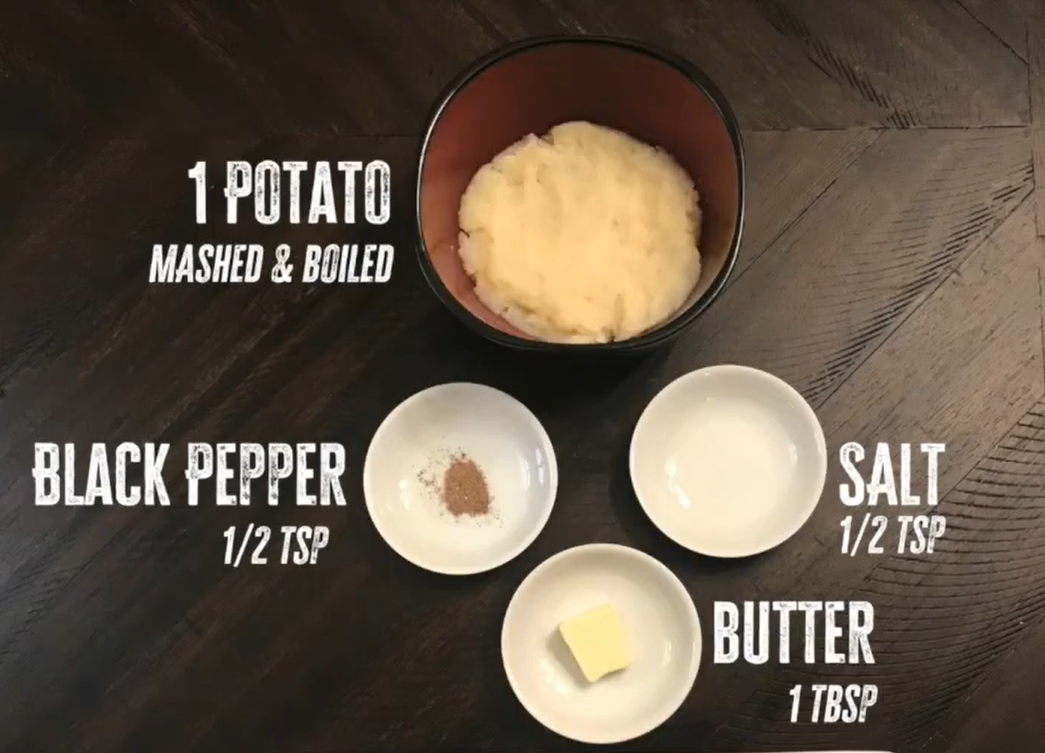 a picture that shows required ingredients for mash potatoes