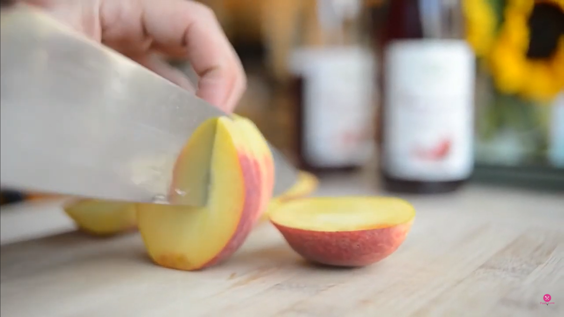 cut peach into slices