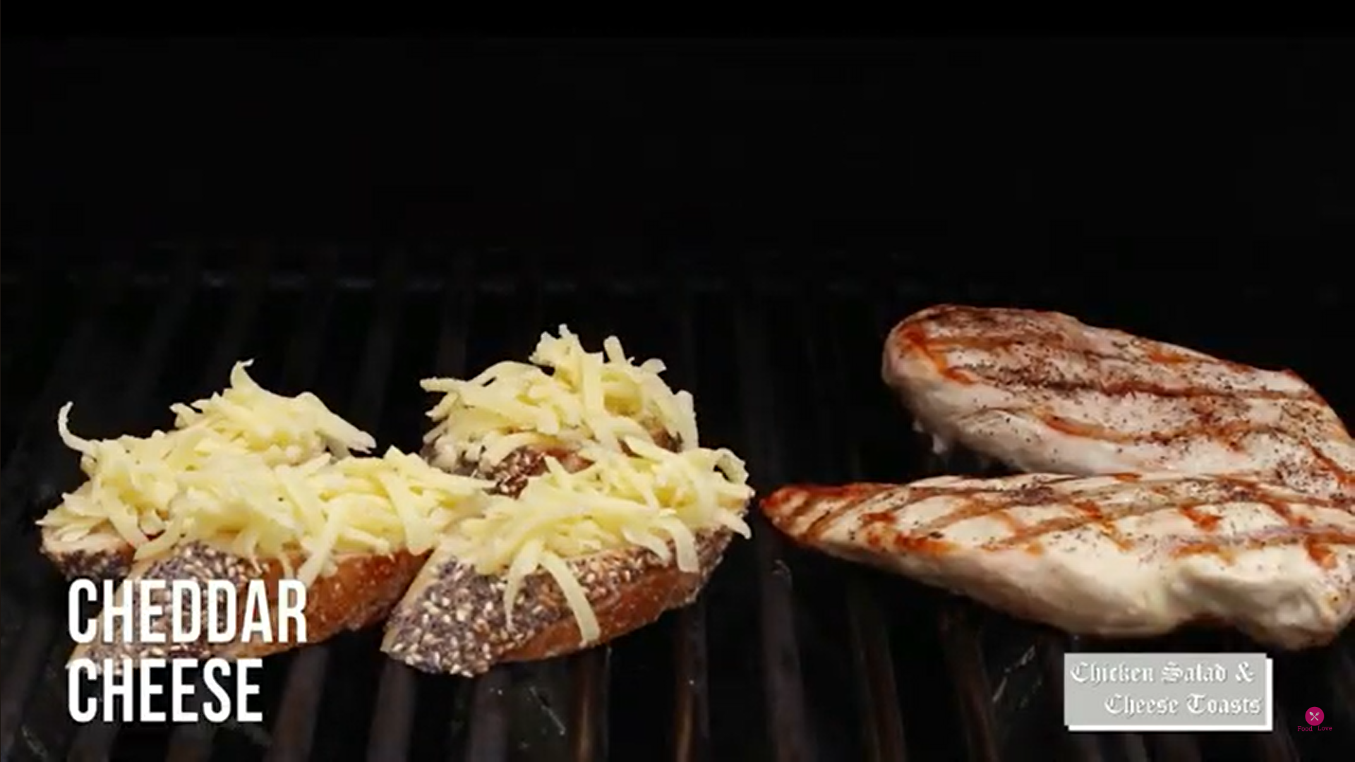 chicken and bread with cheese being grilled