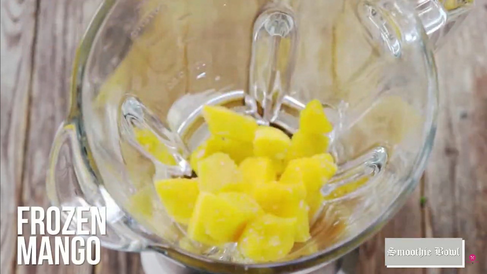 mango chunks in a blender