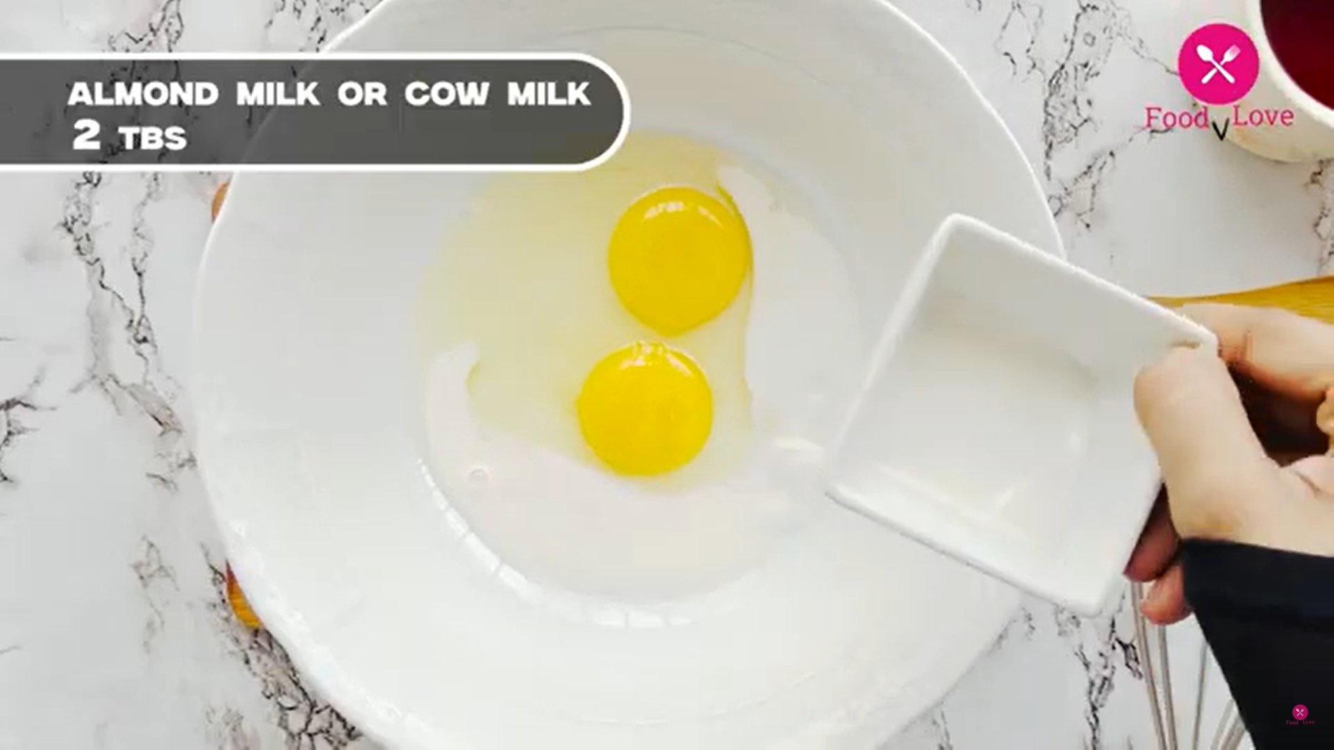 eggs and milk in a bowl