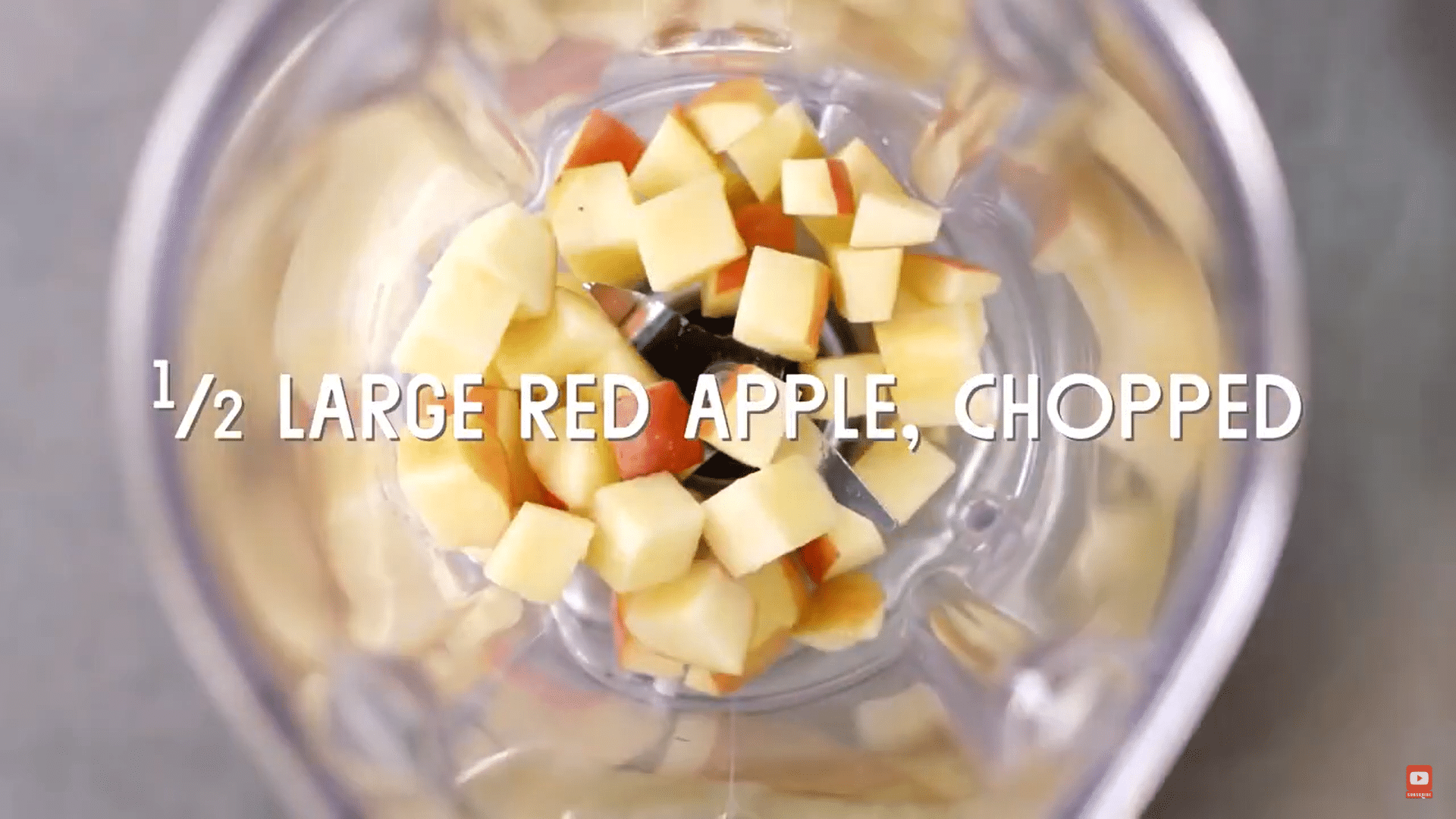 chopped apple in the blender