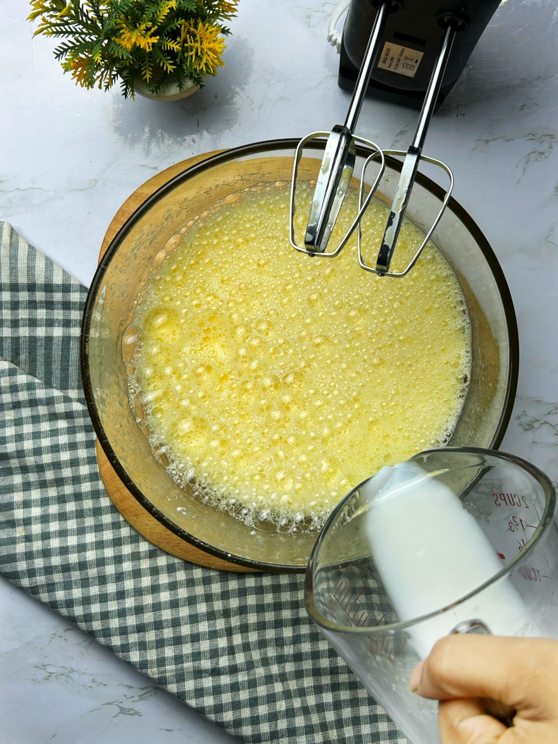 mixing all the ingredients with a beater